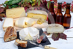 French cheese platter with beer