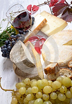 French cheese platter with wine