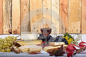 French cheese platter with wine