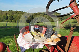 French cheese wine and bread