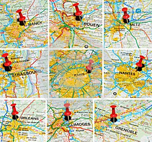 French cities on map (2)