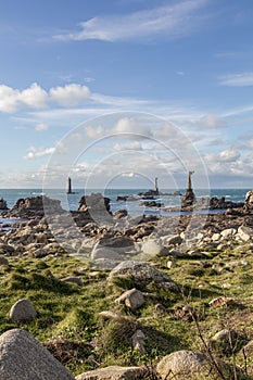 French coast lighthouses, The Phare de Nividic lighthouse on Ouessant in Brittany, France