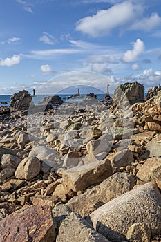 French coast lighthouses, The Phare de Nividic lighthouse on Ouessant in Brittany, France