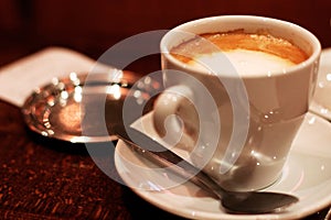 coffee with milk French CafÃÂ© au Lait Business Coffee break in Paris. Cup, caffeine. photo