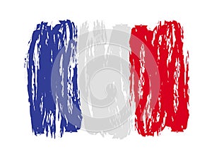 French colorful brush strokes painted flag - vector