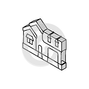 french country house isometric icon vector illustration