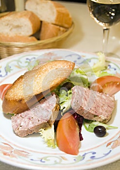 French country style pork terrine pate salad photo