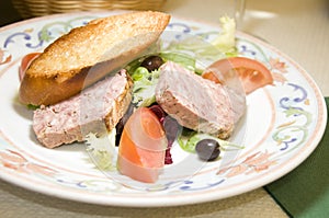 French country style pork terrine pate salad photo