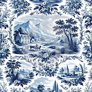 French Country Toile Countryside Scenes