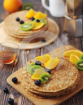 Crepes or bliny with fruits