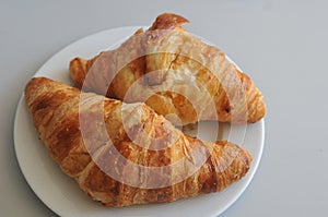 French croissants on plate in Copenhagen Denmark