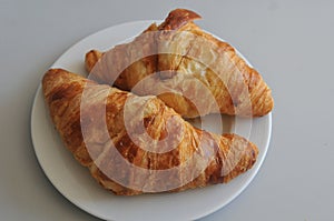French croissants on plate in Copenhagen Denmark photo