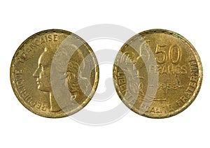 French currency of the twentieth century 50 franc`s 1953