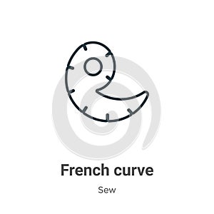 French curve outline vector icon. Thin line black french curve icon, flat vector simple element illustration from editable sew