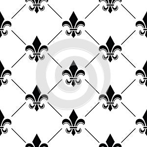 French Damask background - Fleur de lis black pattern