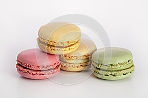 French delicacy, multicolored macaroons with cream.