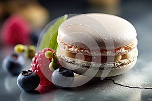 French dessert macaron elegant presentation. AI generated