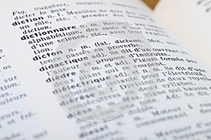 French Dictionary at the word Dictonary photo