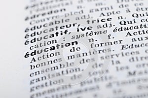 French Dictionary at the word Education