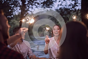 french dinner party on summer