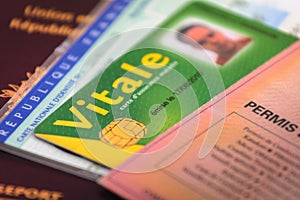French driver licence and identity paper and cards photo