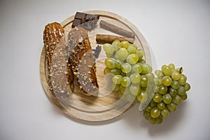 French eclairs with grapes