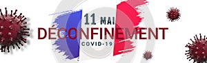 French end containment on May 11, coronavirus banner concept