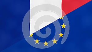 French and Europe flag. Brexit concept of France leaving European Union