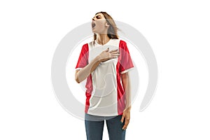 French fan celebrating on white background