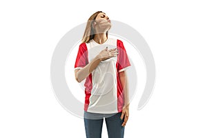 French fan celebrating on white background