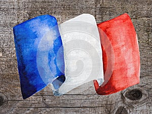 French Flag. Beautiful greeting card. Close up