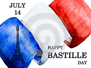 French Flag. Beautiful greeting card. Close up