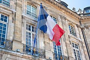 French flag on a building in Bordeaux