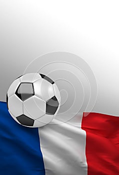 French flag, France soccer ball, football, 3D render