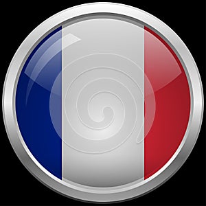 French flag glass button vector illustration