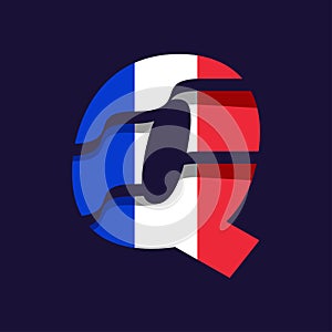 French Flag Logo With Alphabet Q