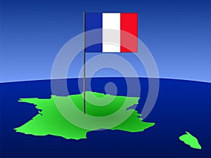 French flag on map