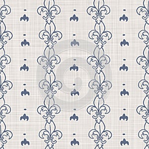 French fleur de lis royal lily seamless pattern. Farmhouse cottage background. Lilies lys flower flourish motif allover