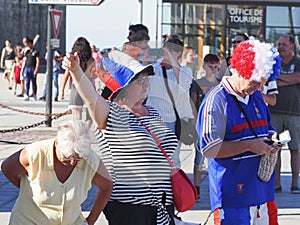French football fans at France after the match of FIFA World Cup Russia 2018 France vs Croatia. France won 4-2