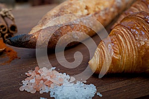 French fresh croissants and artisan baguette
