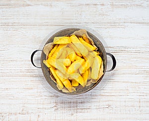 French Fries Baked Potatoes in Top View