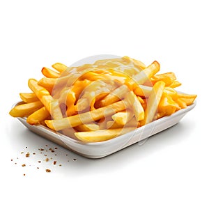 French fries in a bowl isolated on white background with clipping path