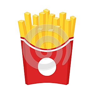 French fries cartoon clipart. French fries in a red paper box.