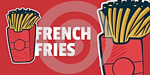 French Fries - Cartoon style colorful vector illustration. Fast food icon concept isolated
