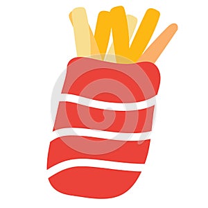 French fries cartoon vector illustration, Potato stick image, fast food icon