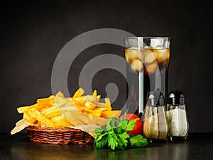 French Fries with Cold Ice Cola