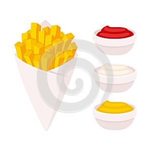 French fries with dipping sauce photo
