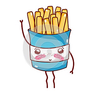 French fries fast food cute kawaii cartoon isolated icon