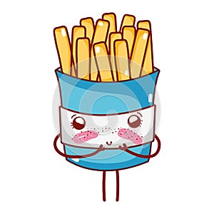 French fries fast food cute kawaii cartoon isolated icon