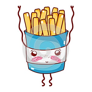 French fries fast food cute kawaii cartoon isolated icon